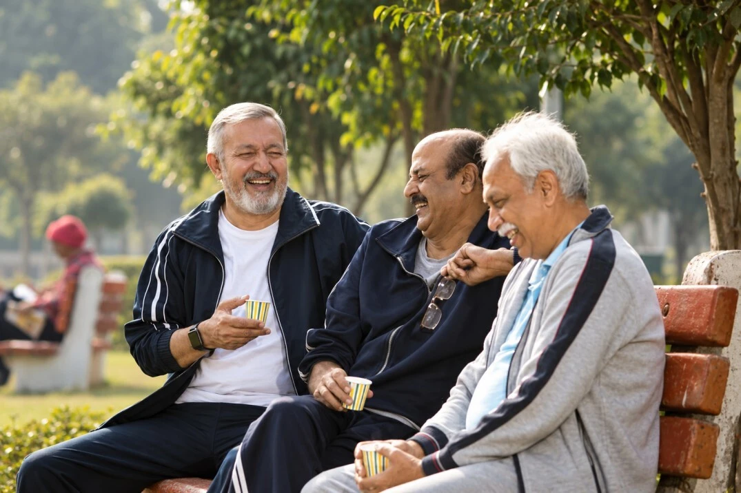 Residents enjoying a game of chess in the common game area at Grace Meadows